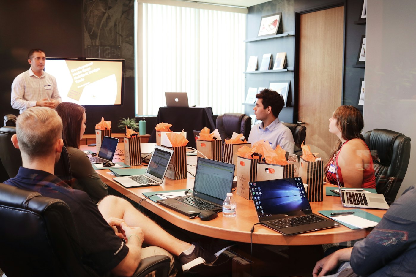 Team presentation in a boardroom